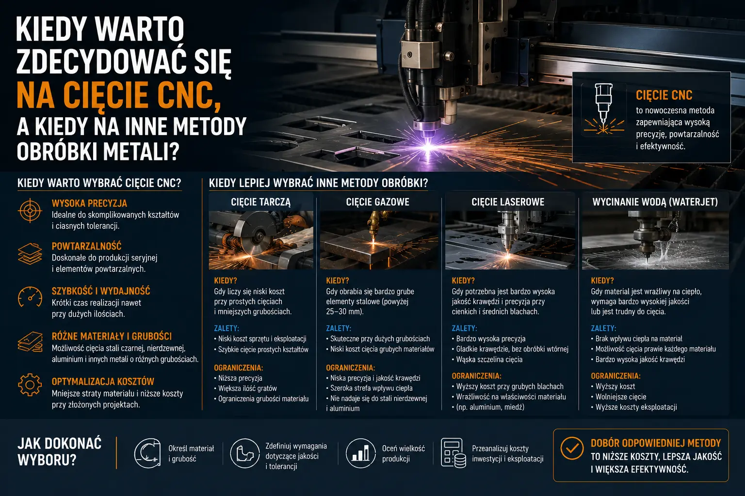 Kiedy warto zdecydować się na cięcie CNC, a kiedy na inne metody obróbki metali?
